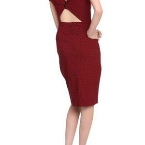 HELL BUNNY Sandy BURGUNDY & BLACK POLKA DOT DRESS